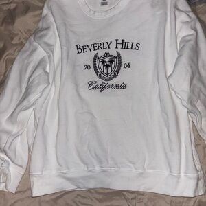 PINK Victoria's Secret White Crewneck with Black Beverly Hills Crest